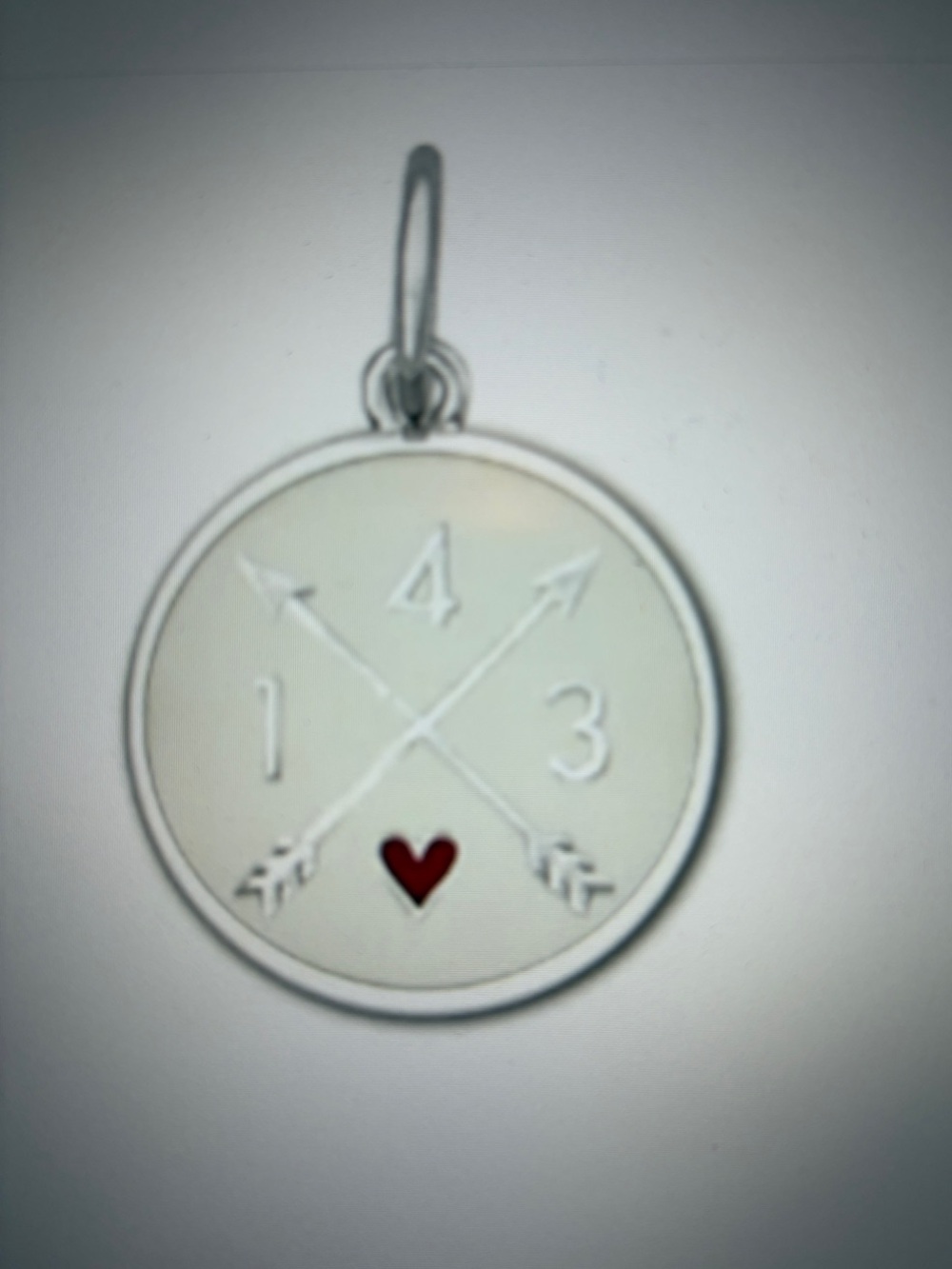 Lola '143' Arrow Heart Round Pendant Carm - White and Red